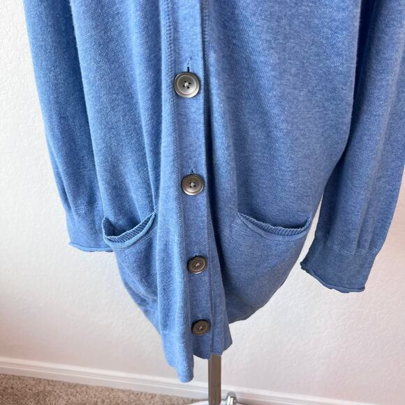 J. Jill Button Front Lightweight Cardigan Sweater sz Small 100% Cotton Blue Long - Picture 3 of 8